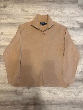 Polo by Ralph Lauren Men’s Quarter-Zip Sweater in Camel